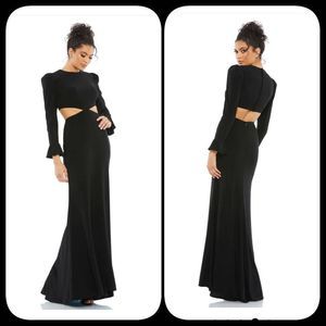 Nwot mac duggal LONG SLEEVE PUFF SHOULDER CUT OUT GOWN Size 4